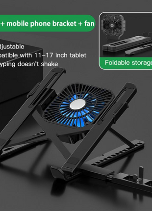 Adjustable Laptop Cooling Stand with Built‑In Fan
