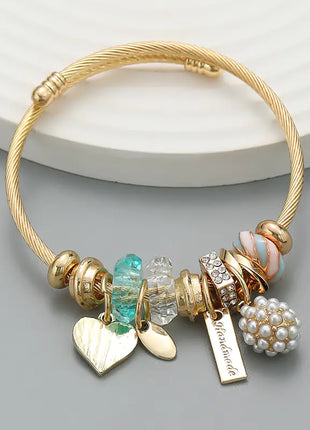 Heart Shaped Pearl Pendant Bracelet