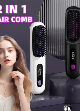 2 In 1 Wireless Hair Straightener Brush