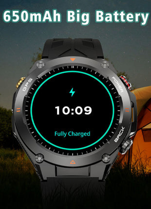 Men's GPS smartwatch with 1.45-inch HD screen, altimeter, barometer and compass