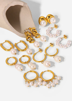 Fashionable Stainless Steel Pearl Earrings