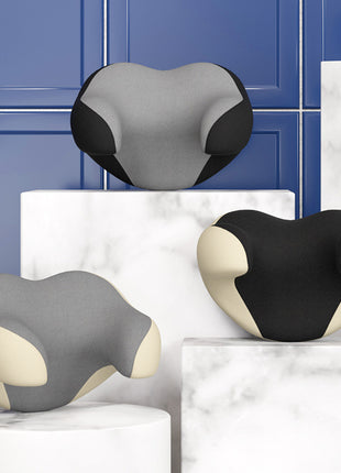 U-shaped memory foam car headrest pillow supporting head, neck and shoulders