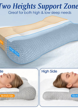 Ergonomic mesh bed pillow – white and grey – view 8