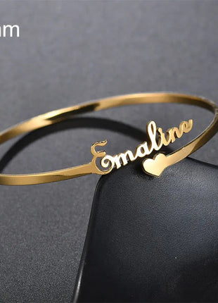 Customized Name Bracelet Personalized Custom Bangles Stainless Steel Jewelry