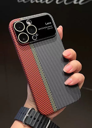 Carbon Fiber Phone Case for iPhone 15 with Lens Cover