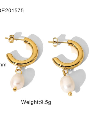 Fashionable Stainless Steel Pearl Earrings