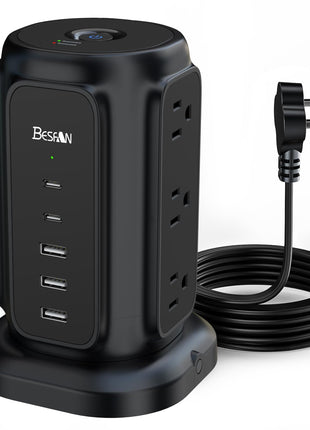 14 in 1 Power Strip Tower with 9 Outlets and 5 USB Ports