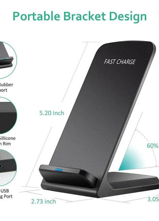 Qi Wireless Fast Charger charging pad stand dock for Galaxy phone in black color
