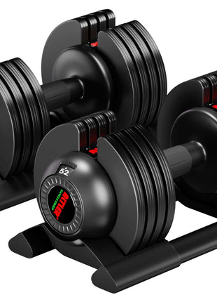 ALTLER 52LB Adjustable Dial Dumbbell Set with tray for home strength training and space-saving fitness