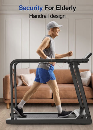 Elderly Walking Pad Treadmill with Safety Handrails