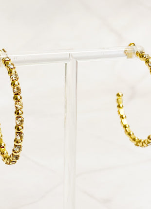 Ball And Jewel Hoop Earrings-1