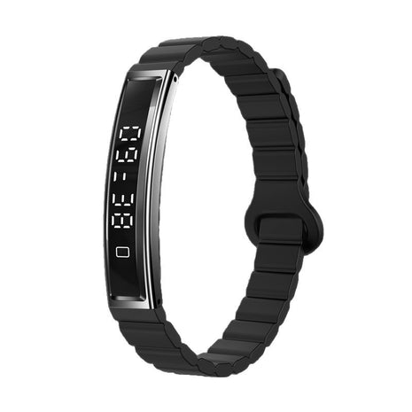 Smart Bracelet Fitness Tracker – black magnetic-clasp strap