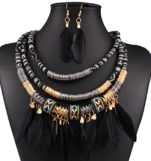 Vintage Bohemia Necklace and Earring Set (One Set)