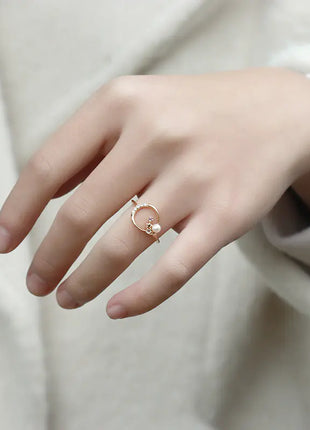 S925 Silver Minimalist Star Moon Amethyst Pearl Ring