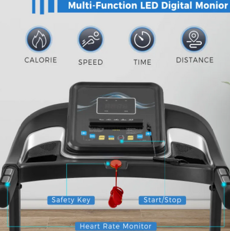 Compact Easy‑Fold Treadmill with LED Display & Shock Absorption