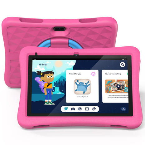 plimpton Kids Tablet 10 inch Tablet for Kids Android 13 Kids Space Parental Control 2GB RAM 32GB Storage HD IPS Glass Screen 6000mAh Battery EVA Shockproof Case PlimPad Kids10 (Pink)