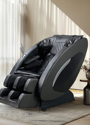 Black Zero-Gravity SL-Track full body massage recliner with foot rollers and Bluetooth speakers