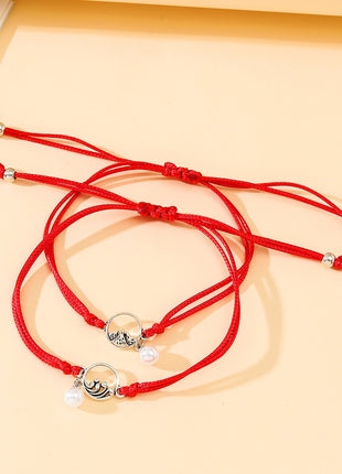 Woven Bracelet with Women's Pearl Pendant