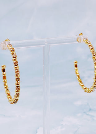 Ball And Jewel Hoop Earrings-3