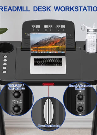 Elderly Walking Pad Treadmill with Safety Handrails