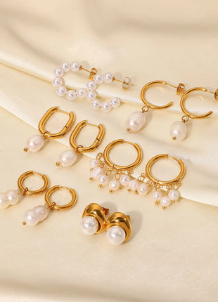 Fashionable Stainless Steel Pearl Earrings