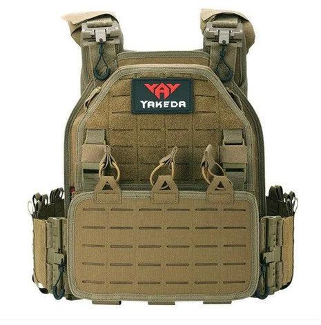Black tactical vest outdoor training with waterproof, wear-resistant fabric and multiple pockets
