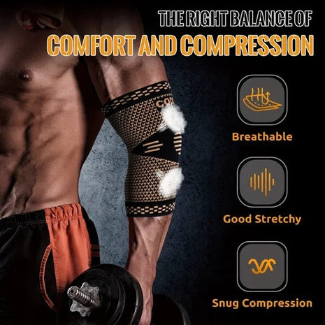 Elbow Compression Sleeves (Pair) – Support for Weightlifting & Tennis Elbow