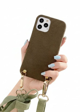 Plush Diagonal Lanyard for iPhone in multiple colors with TPU protection and anti-drop feature