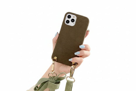 Plush Diagonal Lanyard for iPhone in multiple colors with TPU protection and anti-drop feature