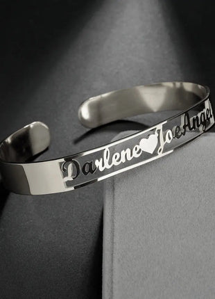 Customized Name Bracelet Personalized Custom Bangles Stainless Steel Jewelry