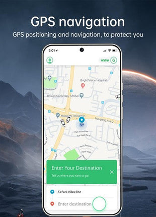 Unlocked Phone Smartphone with a white frame showing GPS navigation on a 6.3-inch HD+ screen with a centered punch-hole camera.