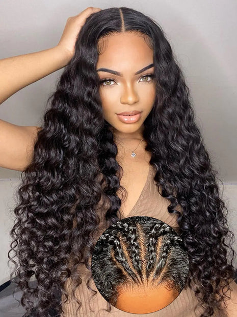 ORIGINAL QUEEN 28 Inch Glueless Deep Wave Human Hair Wig