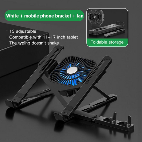 Adjustable Laptop Cooling Stand with Built‑In Fan