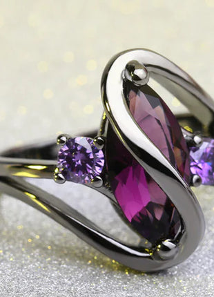 Sapphire Marquise Ring, Women's Black Gold Jewelry