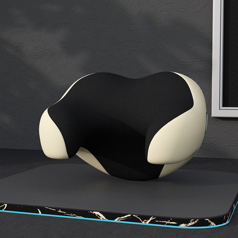 U-Shaped Memory Foam Car Headrest Pillow – Apricot Black