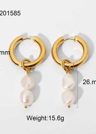 Fashionable Stainless Steel Pearl Earrings