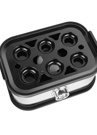 Electric stainless steel egg boiler cooker for boiling and poaching up to 6 eggs with one-touch control