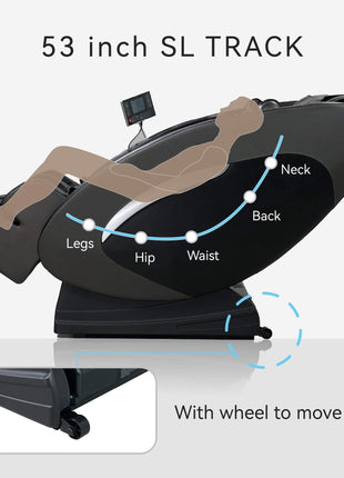 Black Zero-Gravity SL-Track full body massage recliner with foot rollers and Bluetooth speaker