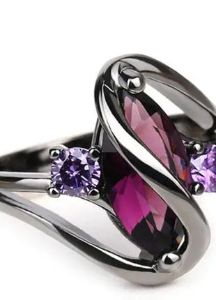 Sapphire Marquise Ring, Women's Black Gold Jewelry
