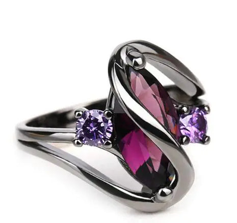 Sapphire Marquise Ring, Women's Black Gold Jewelry