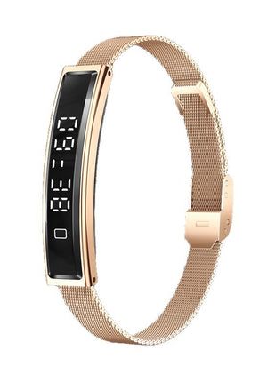 Smart Bracelet Fitness Tracker – rose gold steel band