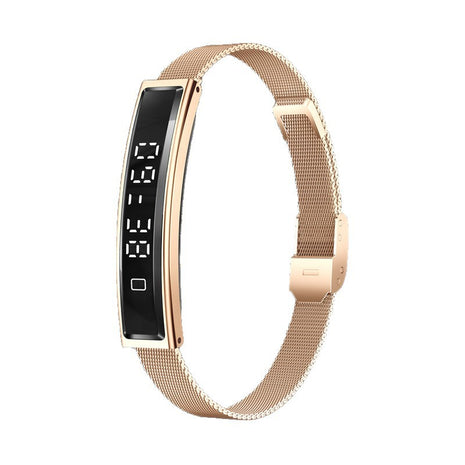 Smart Bracelet Fitness Tracker – rose gold steel band