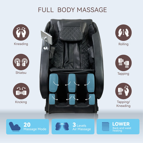 Zero‑Gravity SL‑Track Full Body Massage Recliner with Foot Rollers