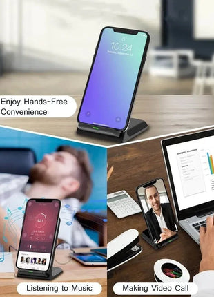 Qi wireless fast charger pad stand dock charging Galaxy phone black compact design