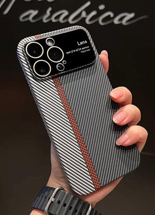 Carbon Fiber Phone Case for iPhone 15 with Lens Cover