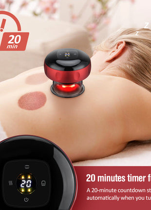 Electric vacuum cupping massage device with LED display and multiple suction levels for body slimming and fat burning therapy