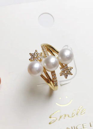 Natural Freshwater Pearl Copper Gold Plated Ring