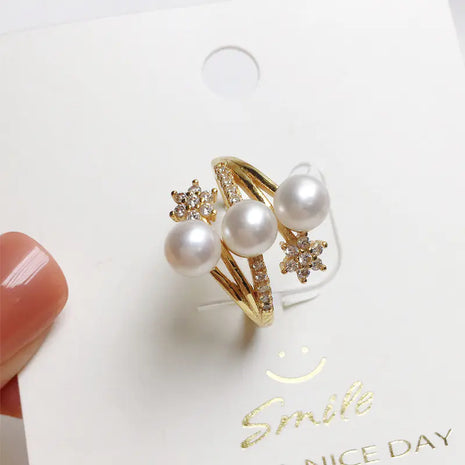 Natural Freshwater Pearl Copper Gold Plated Ring