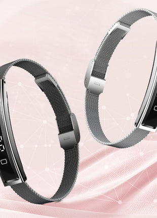 Smart bracelet fitness tracker with heart rate monitoring, steel and silicone strap options