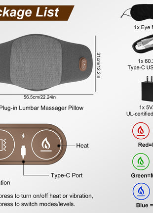 Electric Lumbar Massage Pillow – Dark Grey – view 9